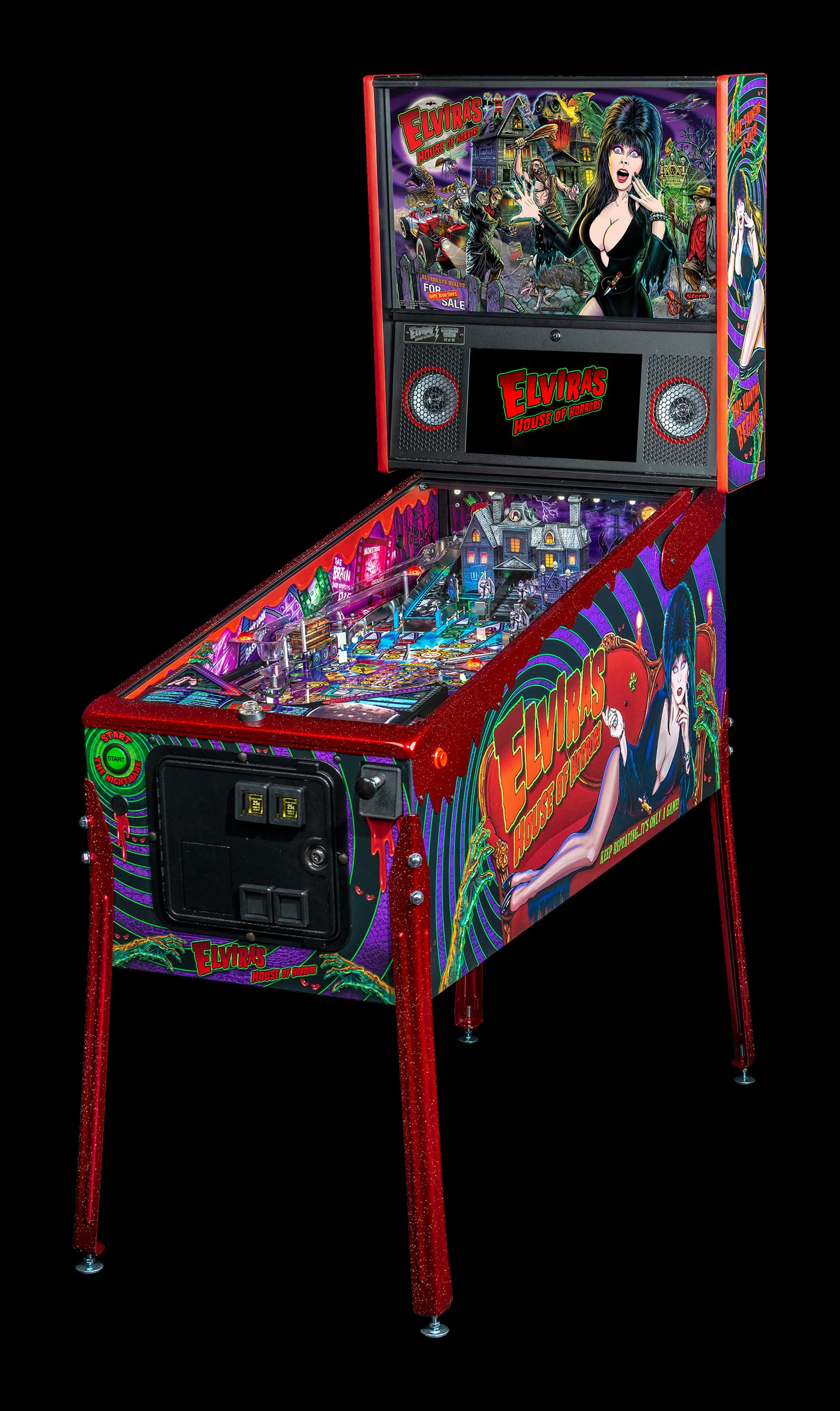 Left Facing Elvira's House of Horror's Signature Edition pinball.