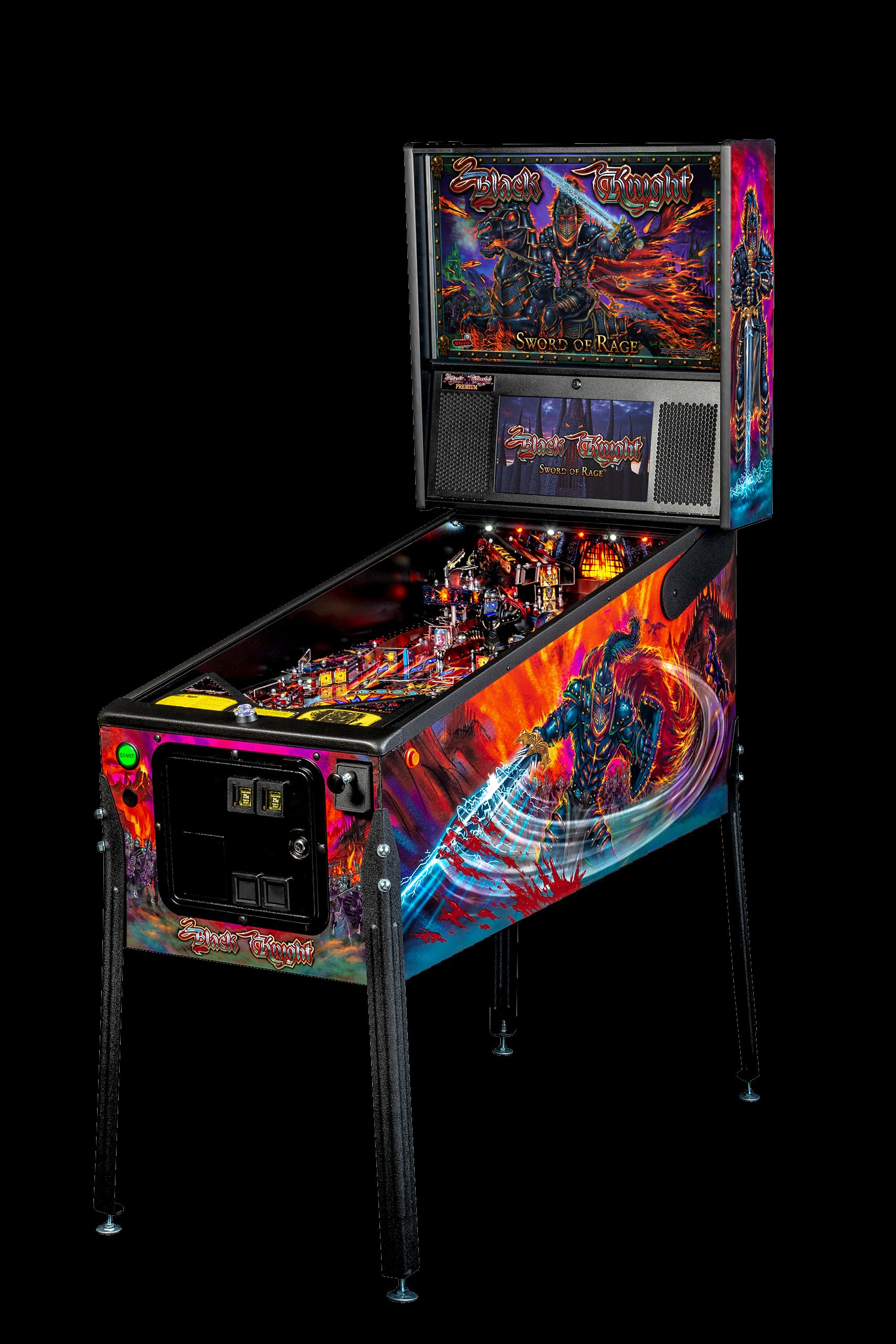 Left facing photo of the Black Knight: Sword of Rage Pinball Machine by Stern Pinball