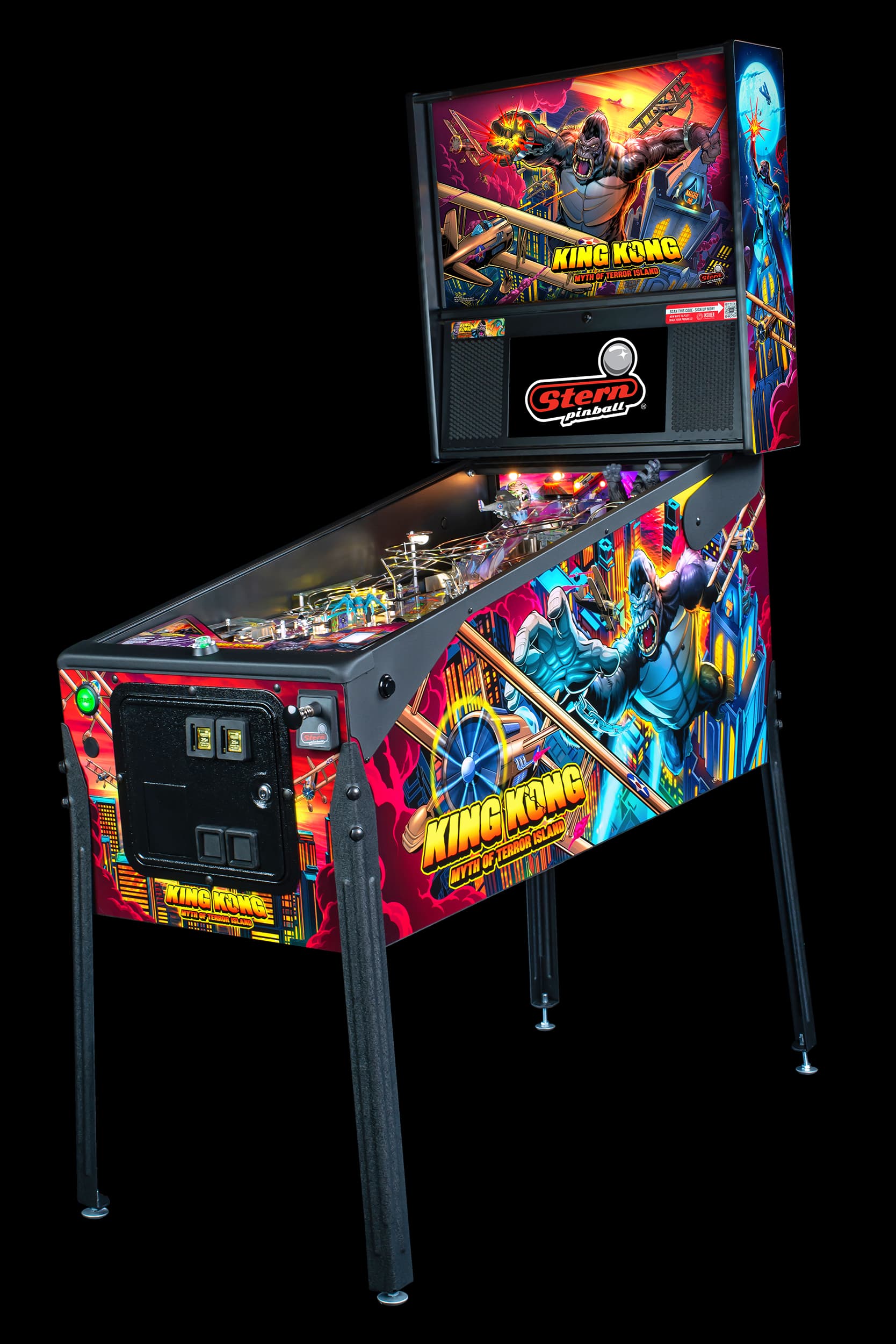 Left facing photo of the the King Kong: Myth of Terror Island Pinball Machine by Stern Pinball