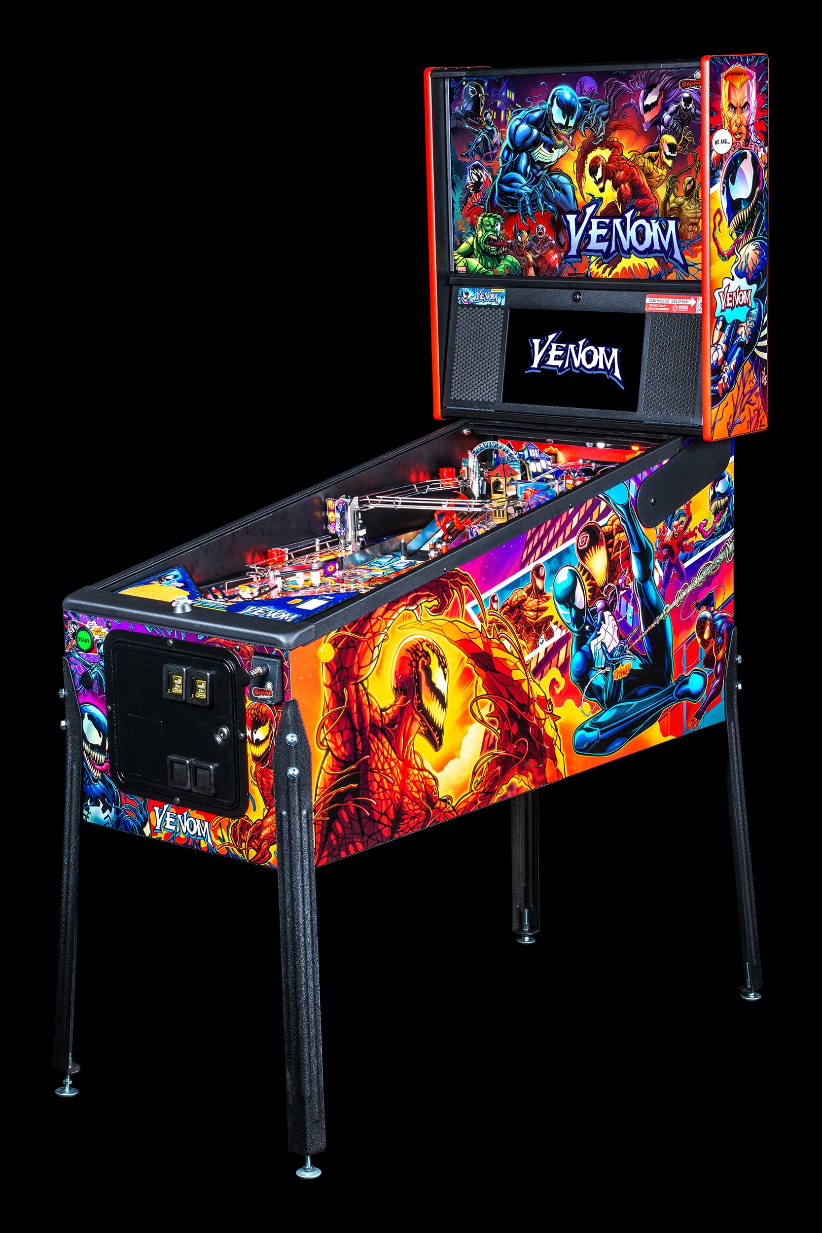 Left facing Venom premium pinball machine