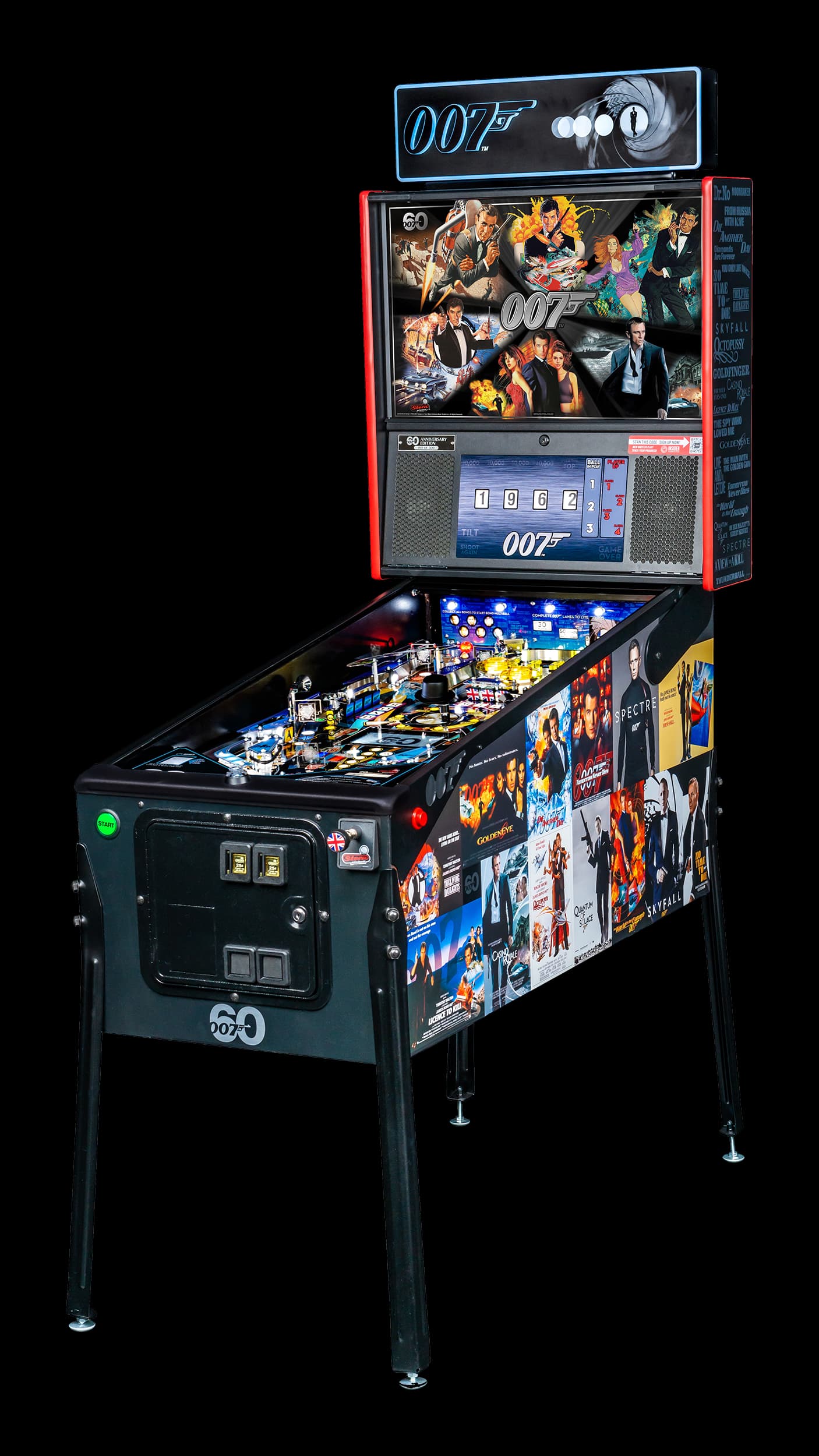 Left Facing James Bond 007 Anniversary Edition pinball.
