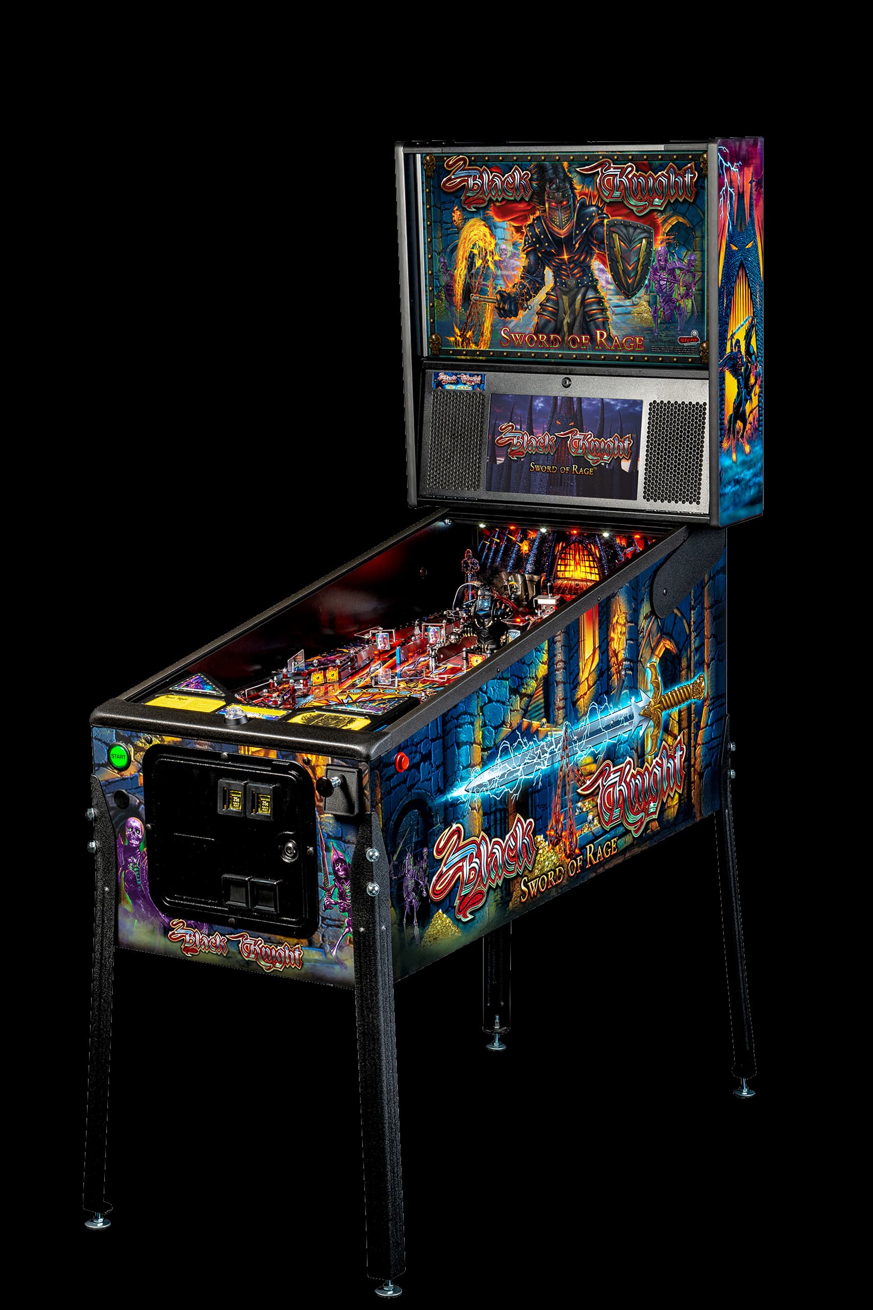 Left facing photo of the Black Knight: Sword of Rage Pinball Machine by Stern Pinball